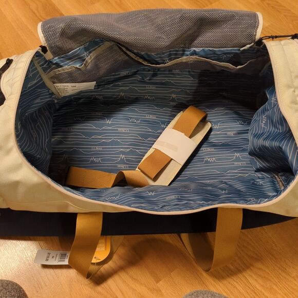 LL Bean Mountain Classic Cordura Duffle Bag Beige Blue Suitcase Travel Medium - Picture 7 of 9